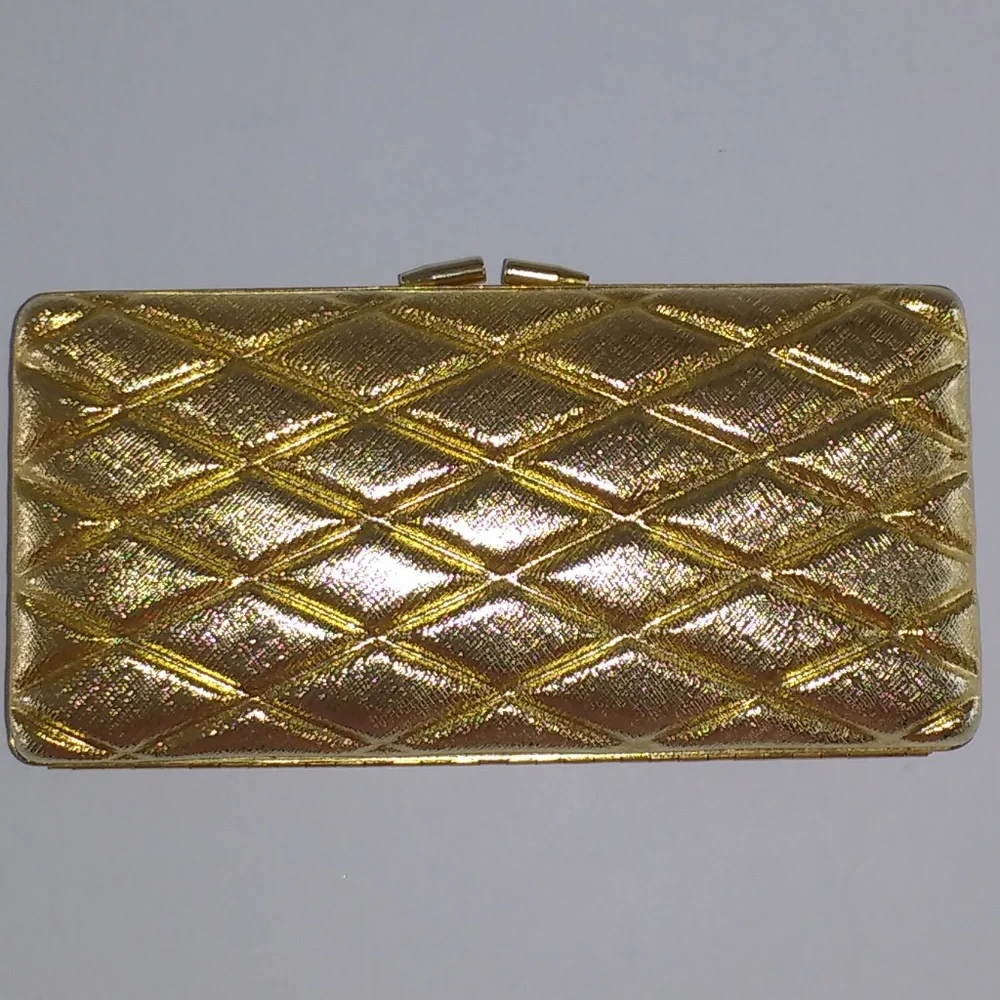 *Fabrizio Verniani gold-tone metal hard case crystal clutch